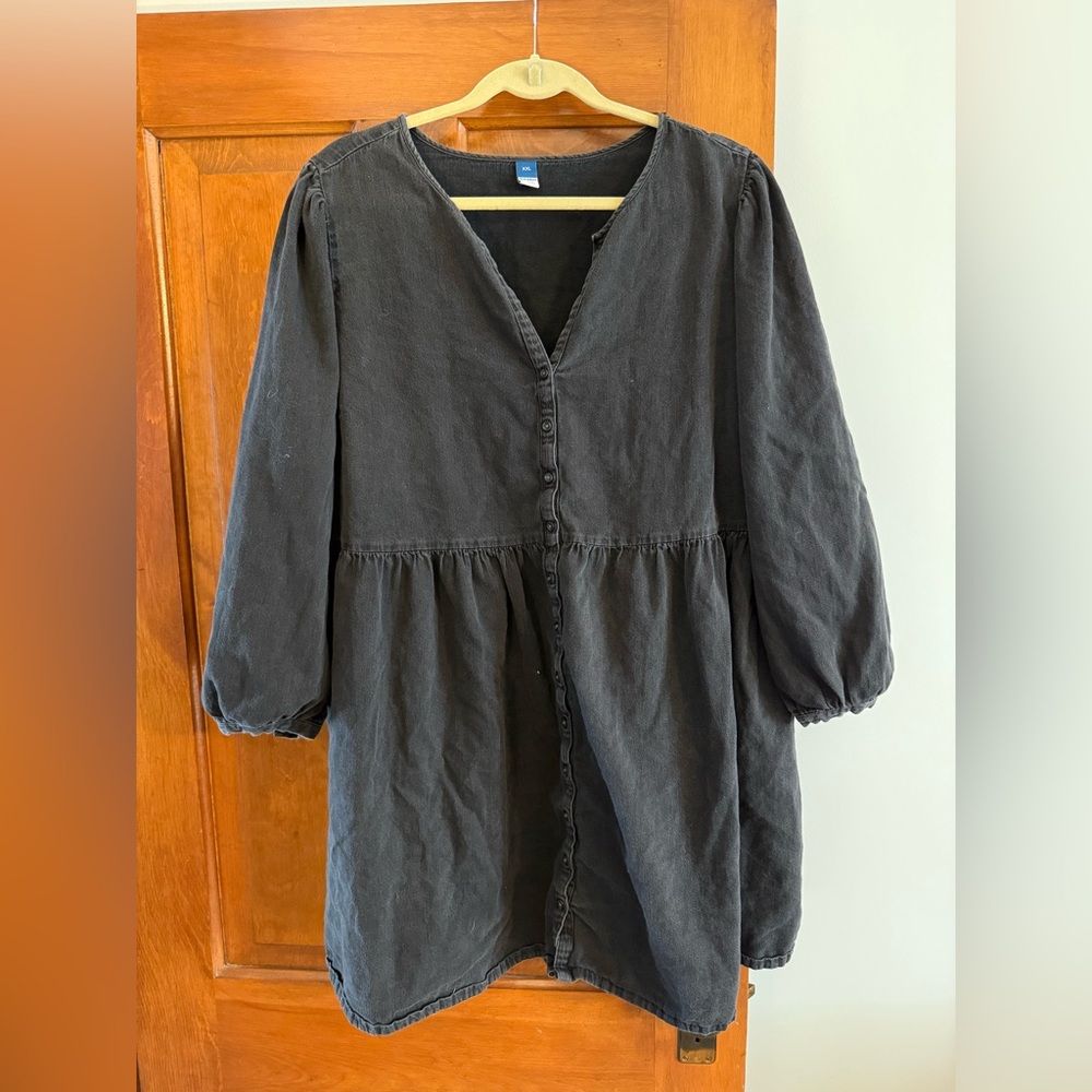 Black denim tunic.